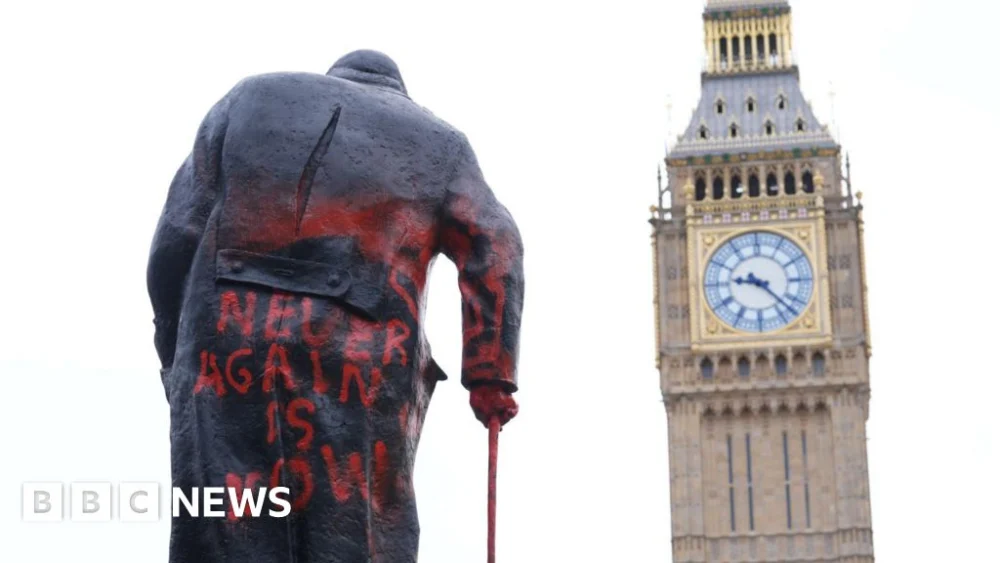 Iconic Churchill Monument in Parliament Square Targeted by Politically Charged Vandalism Amidst Heightened Global Tensions