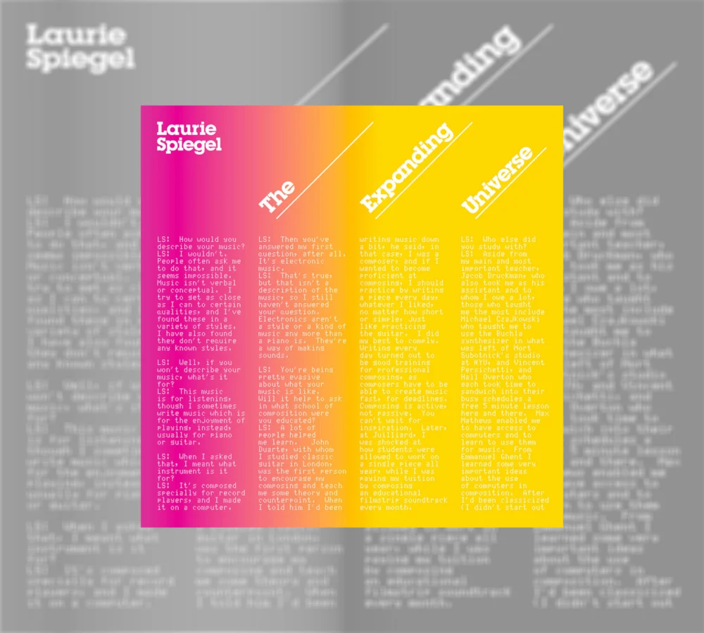 You need to listen to Laurie Spiegel’s masterpiece of early ambient music