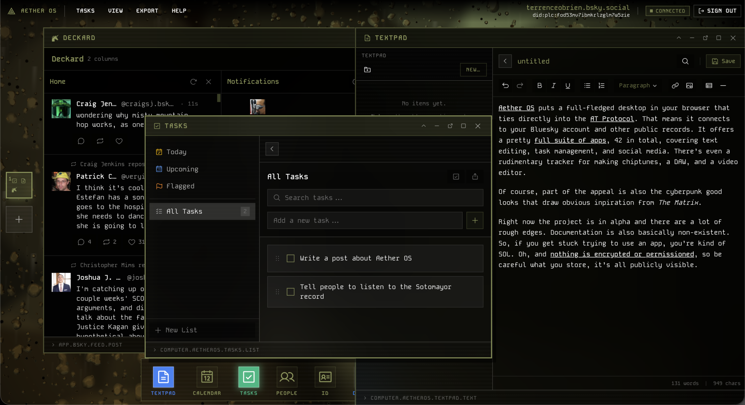 Aether OS: A Browser-Native Computing Environment Fusing Decentralized Identity with a Multifaceted Application Suite