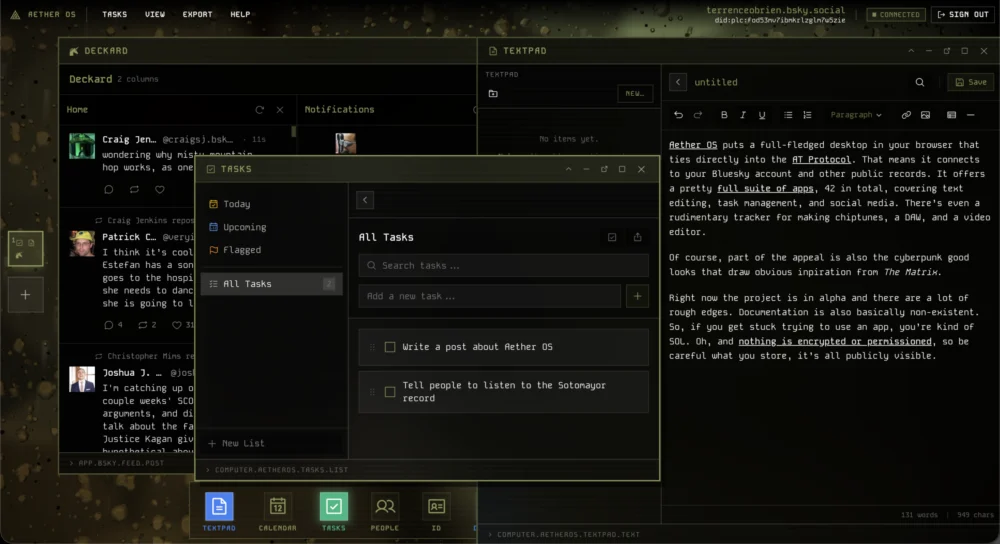 Aether OS: A Browser-Native Computing Environment Fusing Decentralized Identity with a Multifaceted Application Suite